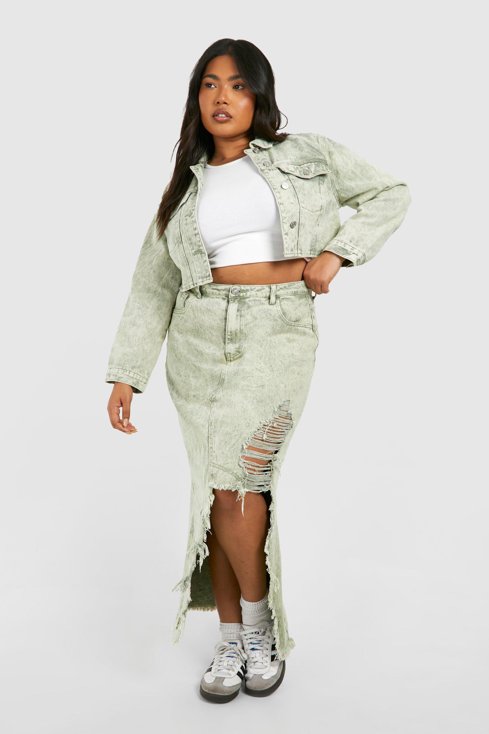 Plus size denim skirt boohoo best sale